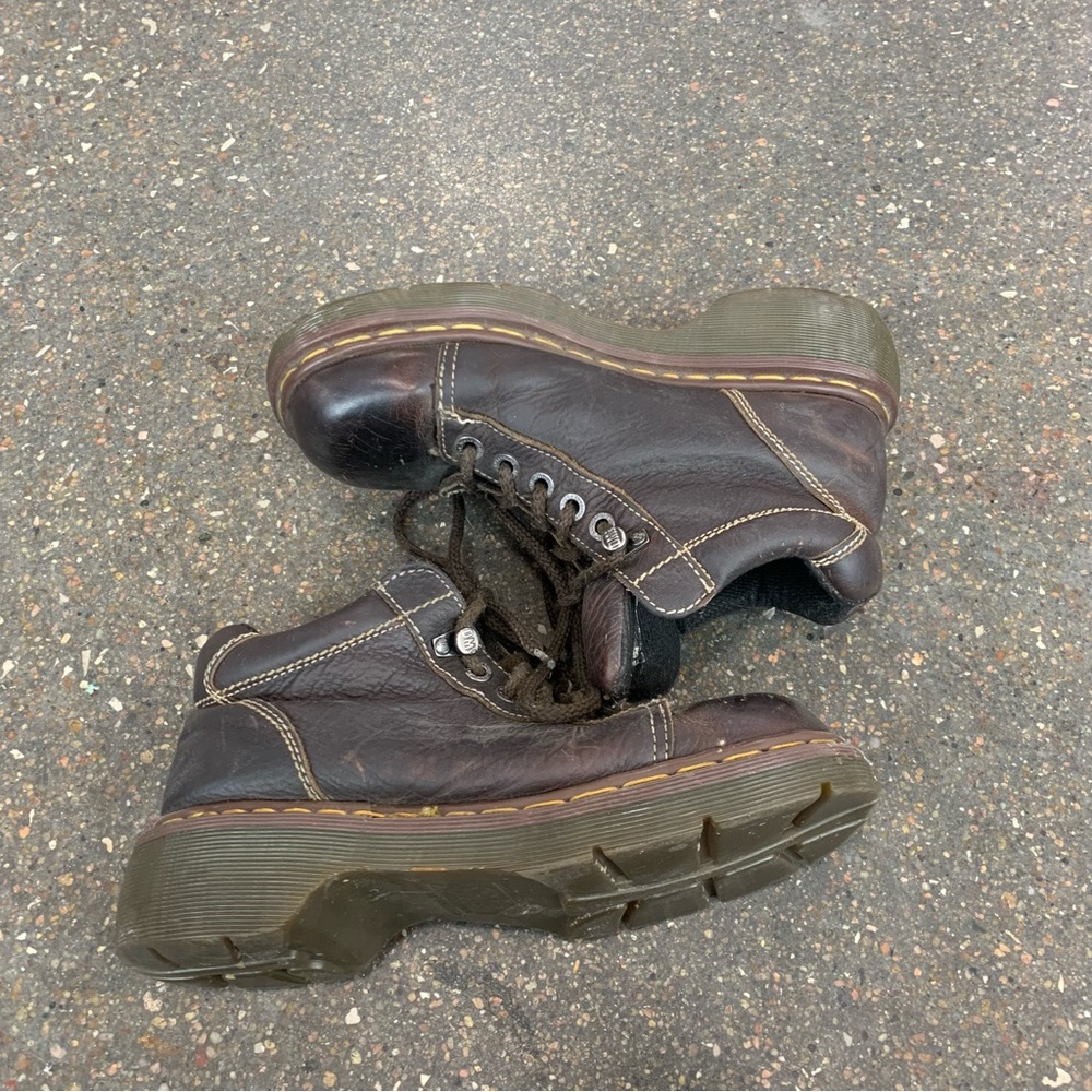 Dr Doc Martens 8542 Chunky Ankle Boots Brown Leather Women’s UK Size 4 US Size 6